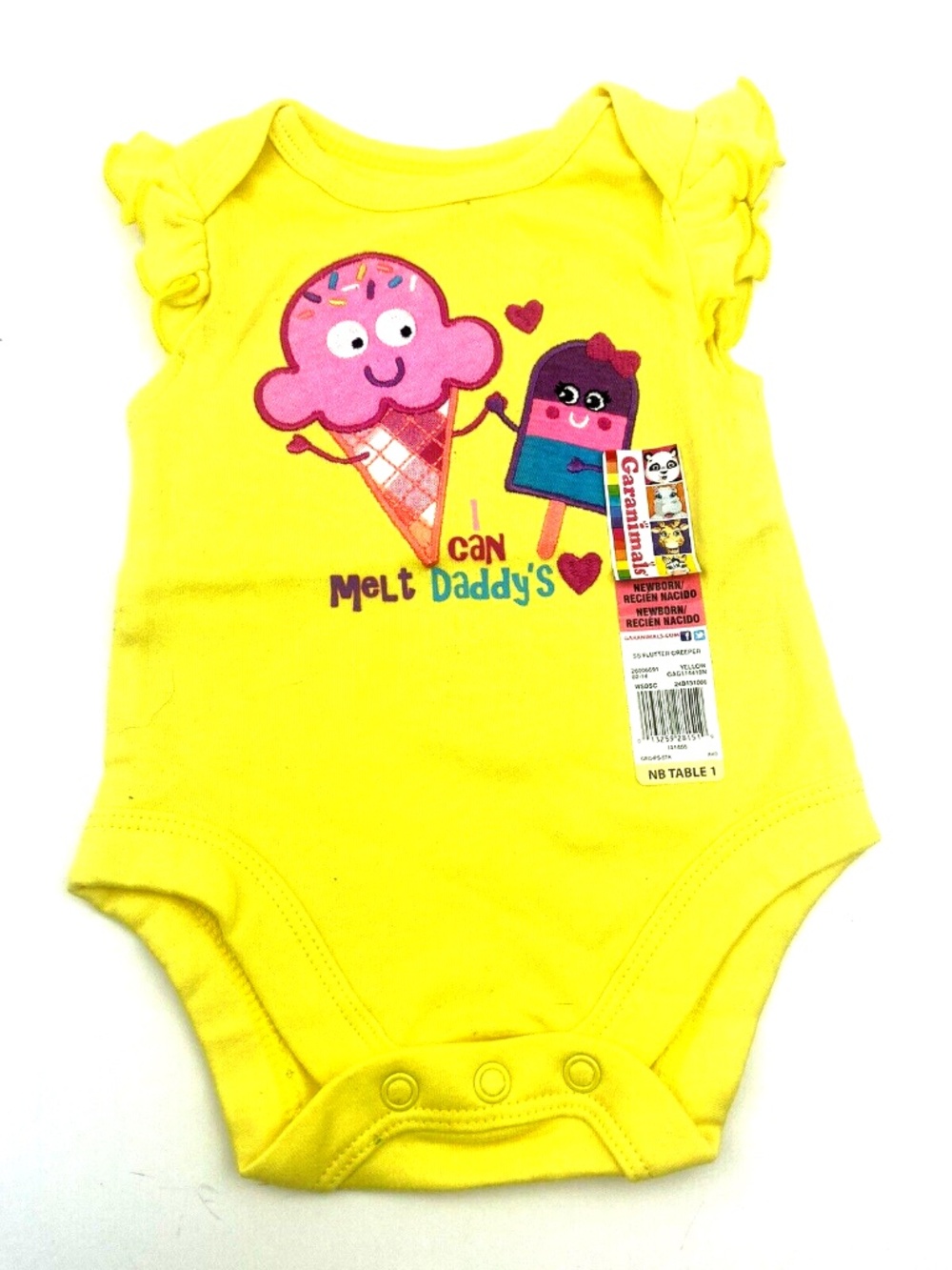 Garanimals baby bodysuit Size Newborn Ice Cream Yellow